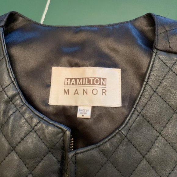 hamilton manor black genuine leather vest size m - Picture 2 of 4